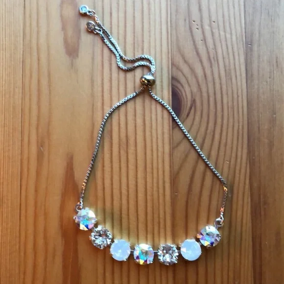 White Opal + AB Adjustable Crystal Bracelet